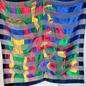 Picasso Polyester Scarf Tapestry Wallhanging 37” Square Artsy Abstract colorful